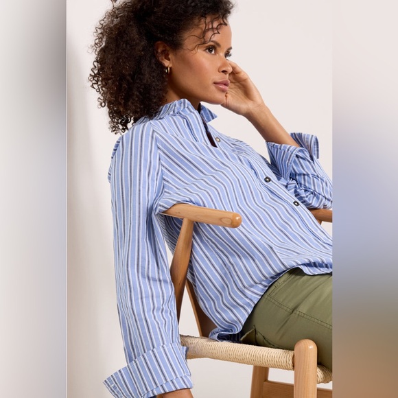 NWT Evereve Everly Blue & White Striped Shirt - Picture 12 of 12